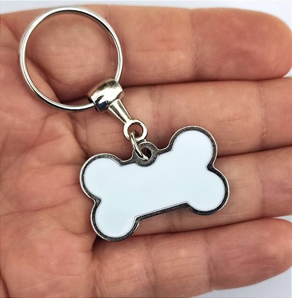 Chaveiro Metal Cães Pet Osso Branco
