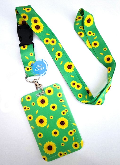 Kit Cordão Mosquete Girassol + Porta Crachá