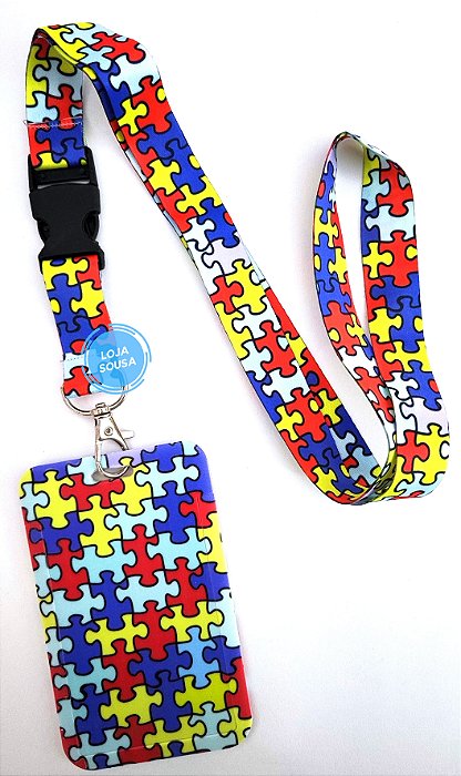 Kit Cordão Mosquete Autismo + Porta Crachá