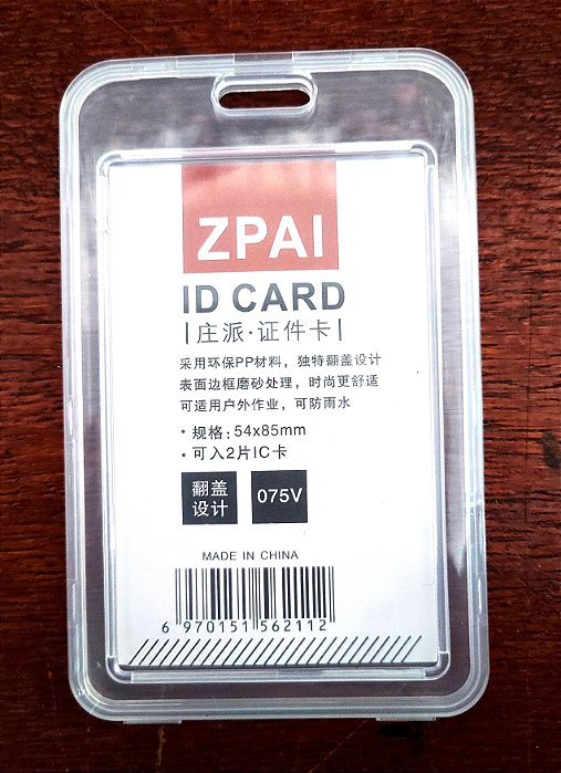 Porta Crachá Cartão Transparente Dupla Face Vertical