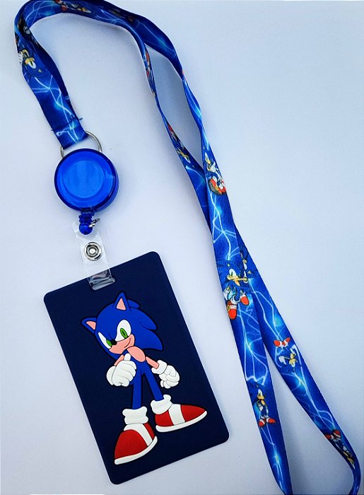 Kit Cordão + Porta Crachá Retrátil + Porta Cartão Emborrachado Sonic