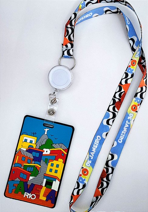 Kit Cordão + Porta Crachá Retrátil + Porta Cartão Emborrachado Rio de Janeiro