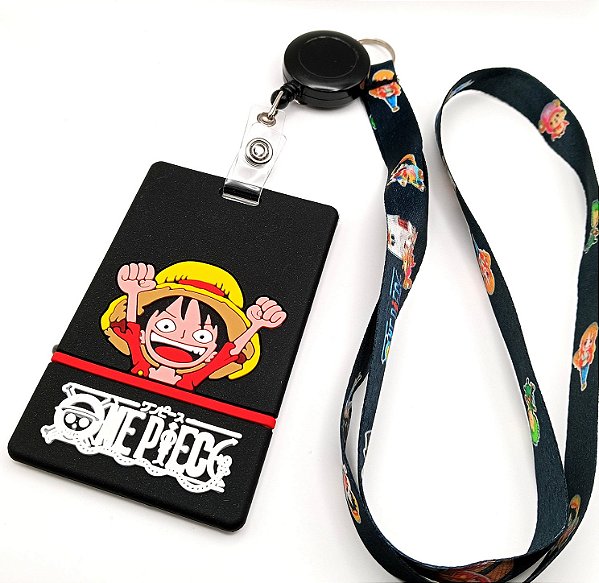 Kit Cordão + Porta Crachá Retrátil + Porta Cartão Emborrachado Luffy