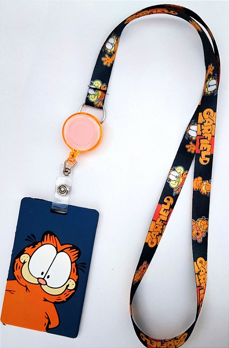 Kit Cordão + Porta Crachá Retrátil + Porta Cartão Emborrachado Garfield