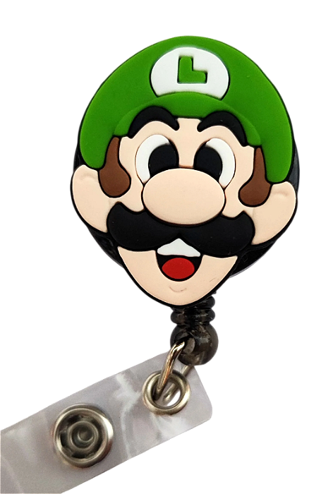 Porta Crachá Retrátil com Aplique Rosto Luigi