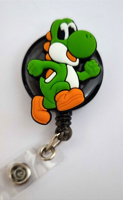 Porta Crachá Retrátil com Aplique Yoshi