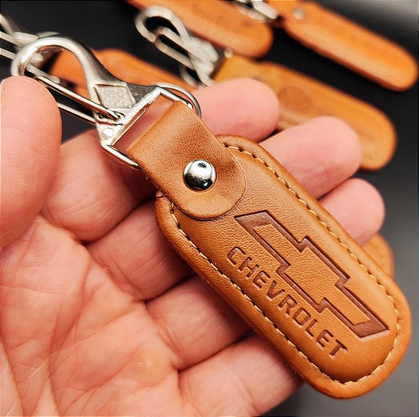 Chaveiro Mosquetão Couro Carro Chevrolet