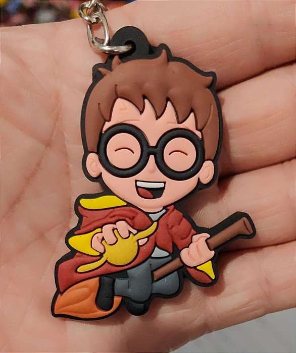 Chaveiro Emborrachado Harry Com Pomo de Ouro