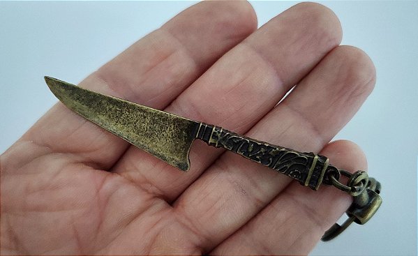 Chaveiro Miniatura Faca Bronze