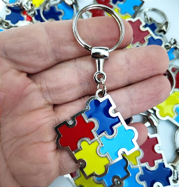 Chaveiro Metal Quebra-Cabeça Autismo