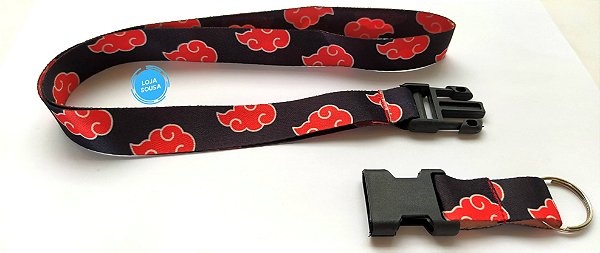 Cordão com Engate Rápido Naruto Nuvem Akatsuki