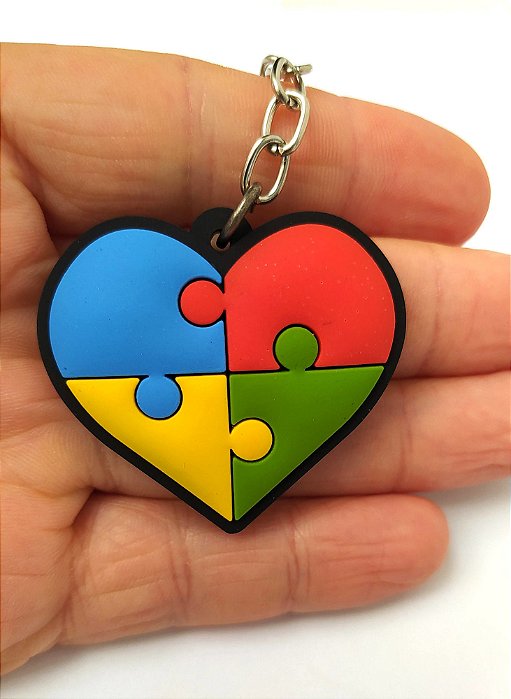 Chaveiro Emborrachado Autismo Coração