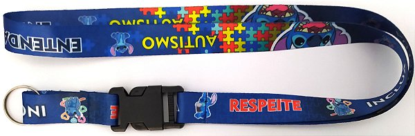 Cordão com Engate Rápido Quebra-Cabeça Autismo Stitch
