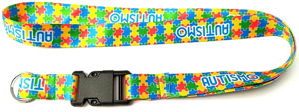 Cordão com Engate Rápido Quebra-Cabeça Autismo Escrito