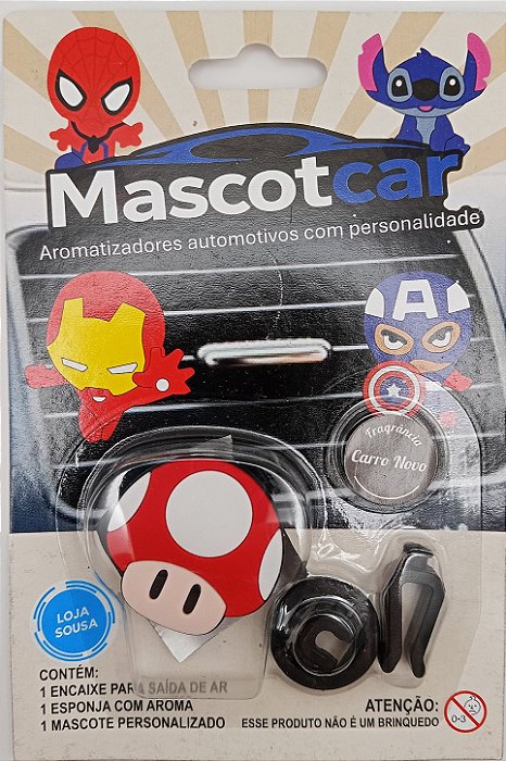 Cheirinho Aromatizador Aroma Carro Novo Mario Cogumelo Vermelho