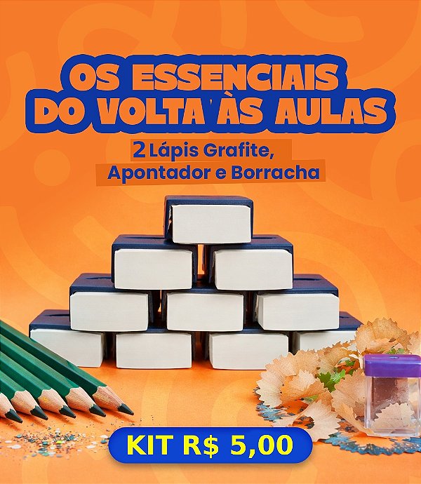 Kit Volta as Aulas - 2 Lápis, apontador e borracha