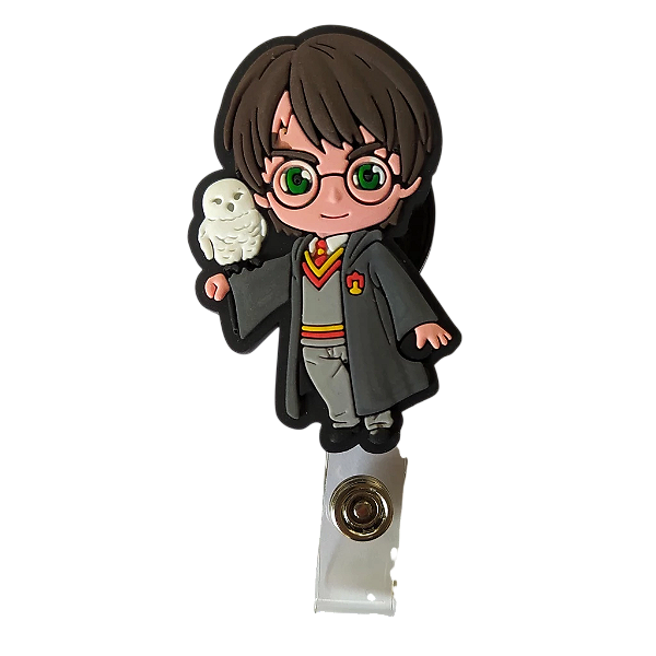 Porta Crachá Retrátil com Aplique Harry Potter