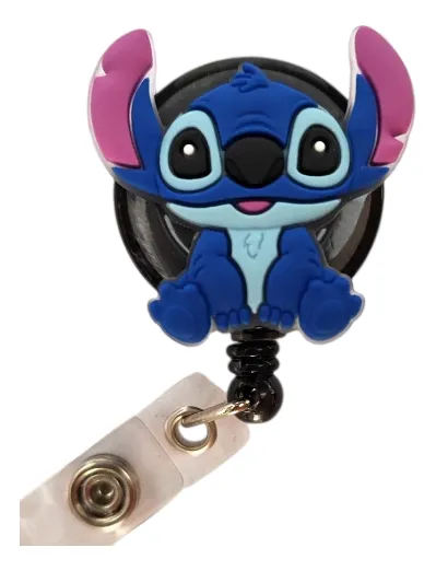 Porta Crachá Retrátil com Aplique Stitch