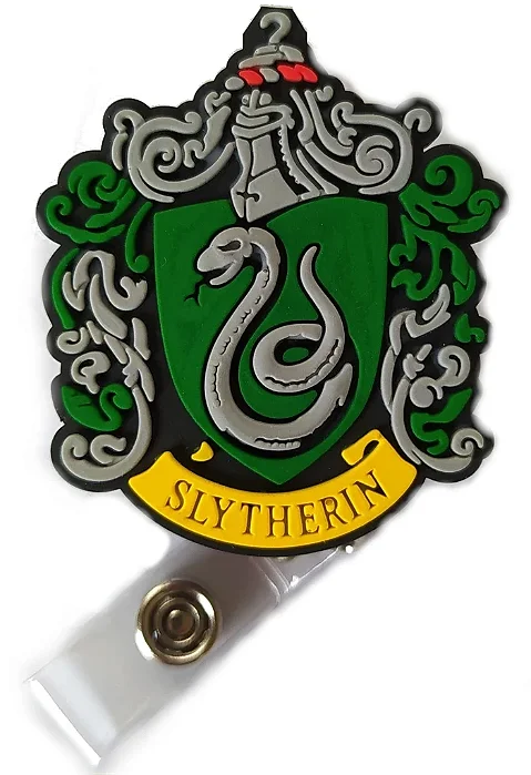 Porta Crachá Retrátil com Aplique Harry Potter Sonserina