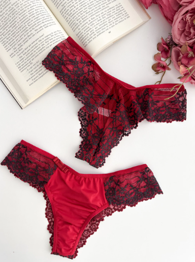 Calcinha Gabi Vermelha/ Preto