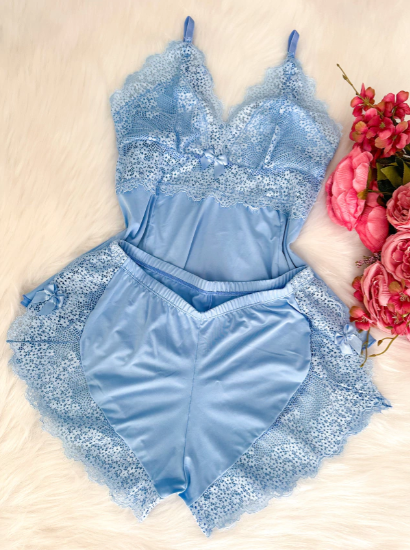 Baby Doll Rendinha Azul