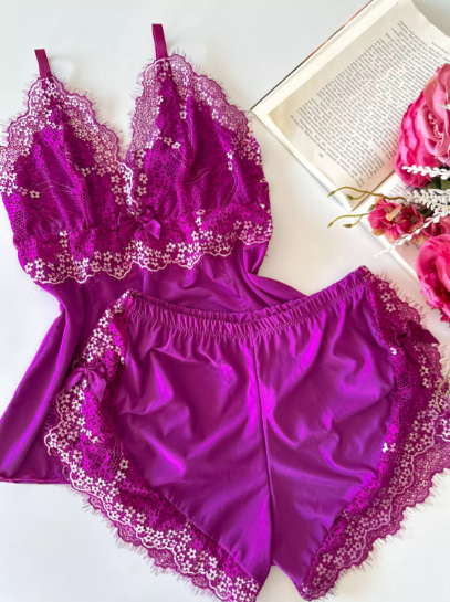 Baby Doll Rendinha Roxo
