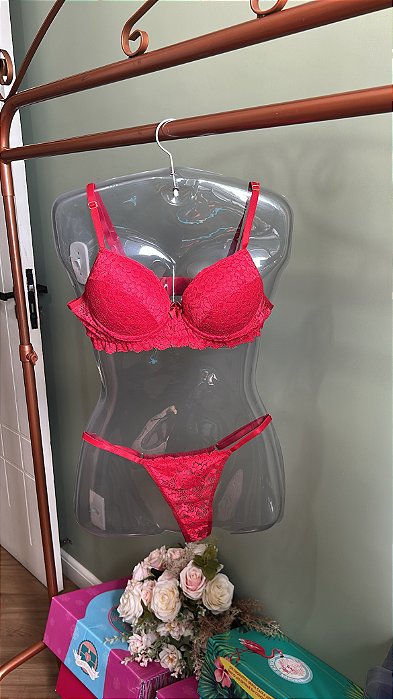Conjunto Helena com bojo - Vermelho