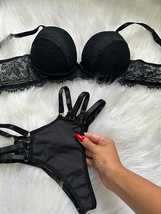 Conjunto Gabrielle com bojo - Preto