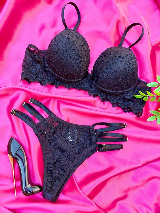 Conjunto Gabrielle com bojo - Preto