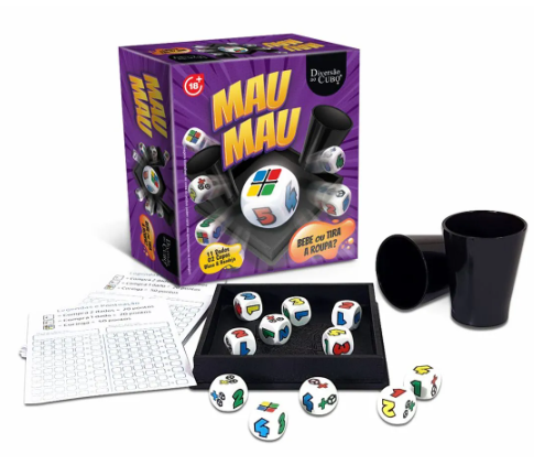 Jogo Mau Mau com 11 Dados e 02 Copos