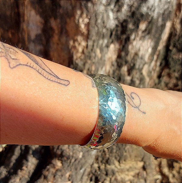 Bracelete prata 925 martelado