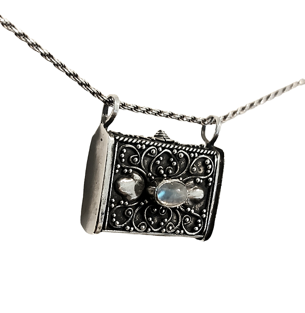 Pingente prata 925 perfumeiro com pedra natural da lua