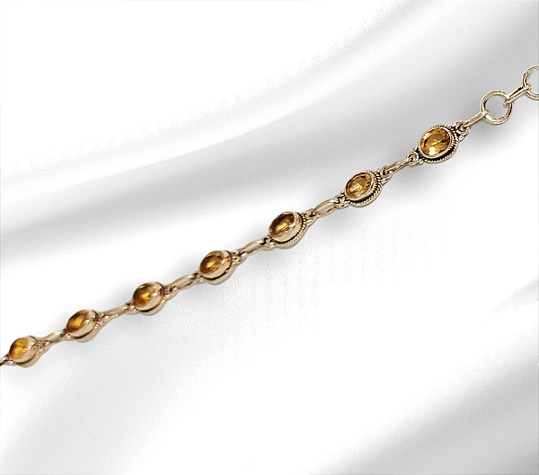 Pulseira prata 925 com pedra natural citrino