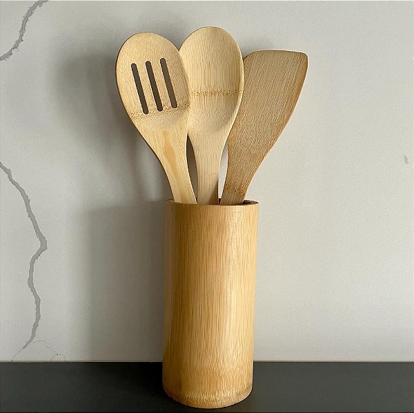 Utensílios com Suporte Bamboo - 4 peças