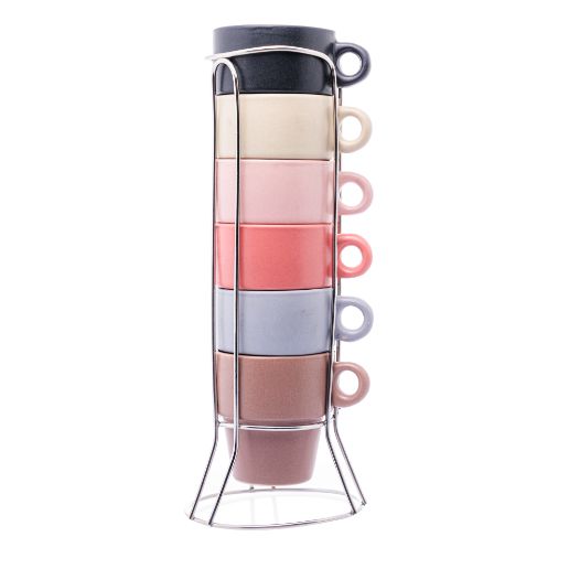 Xícaras Matte c/ Suporte 90 ml - 7 peças