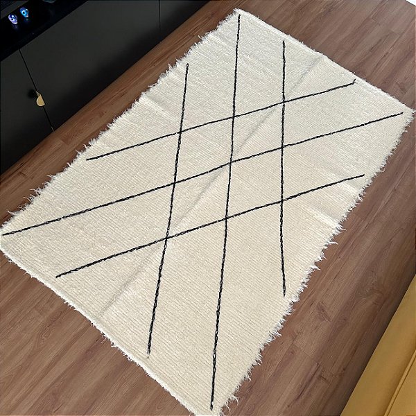 Tapete Grid Bordado 90 cm x 150 cm