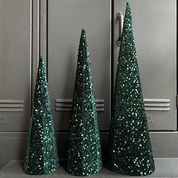 Pinheiro Natalino Decorativo Sequin - 3 peças