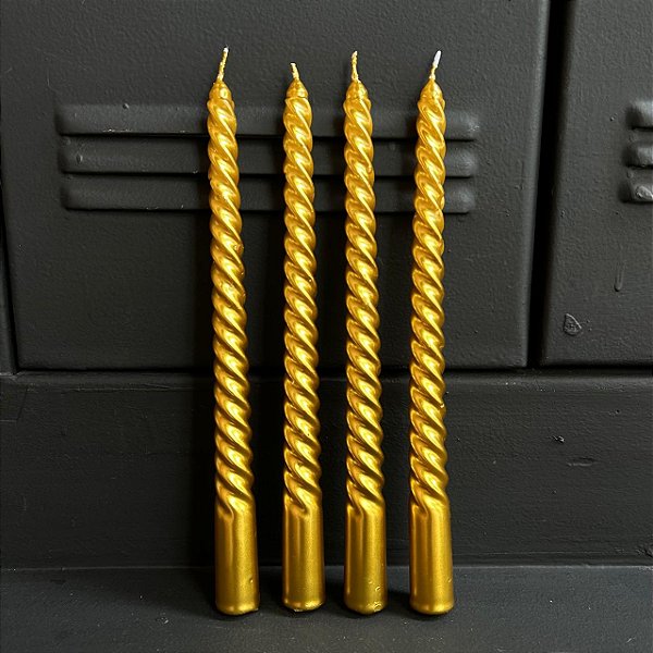 Vela Spin Gold 25 cm - 4 peças
