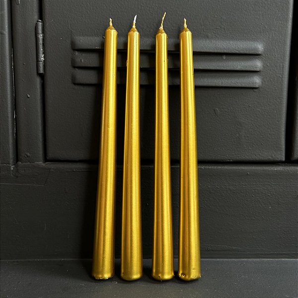 Vela Gold 25 cm - 4 peças