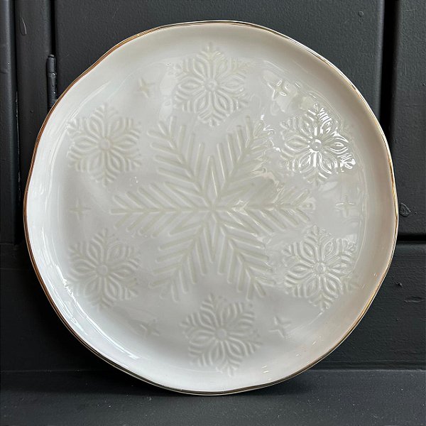 Prato Snowflake c/ Filete Dourado
