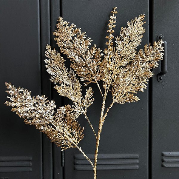 Galho Decorativo Flocado Folhas 70 cm