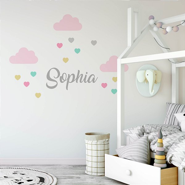 Adesivos Chuva de Amor + Nome (28 adesivos)