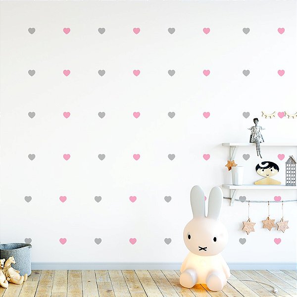 Kit 180 Adesivos de Parede Decorativos Corações
