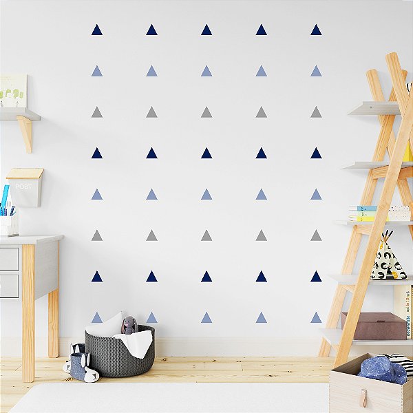 Kit Adesivos Vinílicos de Parede - 216 Triângulos - 3 cores