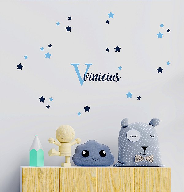 Kit Adesivos de Estrelas - 2 tamanhos com Nome e Inicial