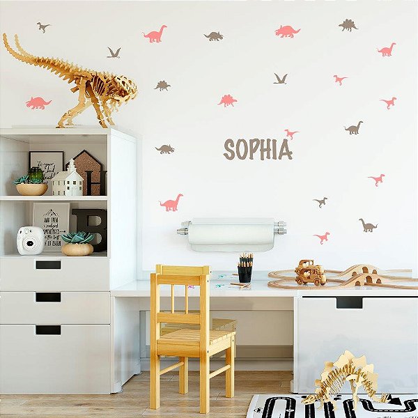 Kit Adesivos de Parede -  Dinossauro + Nome Personalizado
