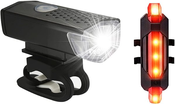 Kit de luzes de bicicleta recarregável, conjunto de farol e lanterna traseira, liberação rápida, impermeável