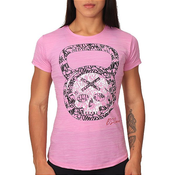 Camiseta fem. BSCross Kettlebell - Rosa