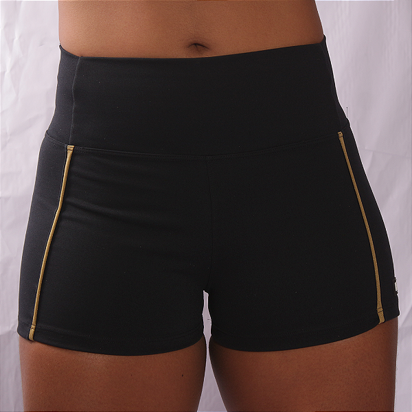 Short curto cintura alta Dual Color - Preto