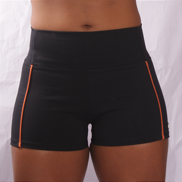 Short curto cintura alta Dual Color - Preto / Laranja